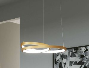 Φωτιστικό Οροφής Lieve LED-LIEVE-S-ORO 30W Led Φ40cm 150cm Gold Luce Ambiente Design